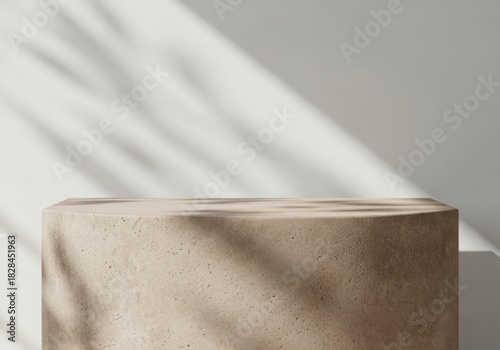 Wallpaper Mural Minimalist cylindrical pedestal with natural light and shadow overlay Torontodigital.ca