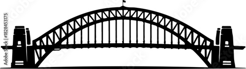 iconic Sydney Harbour Bridg silhouette vector illustration