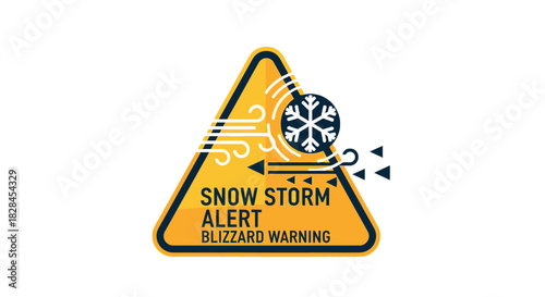 Blizzard Warning Graphic: Snow Storm Alert Sign for Winter Safety and Awareness