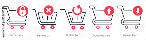 A set of 5 business icons as cart security, remove cart, update cart