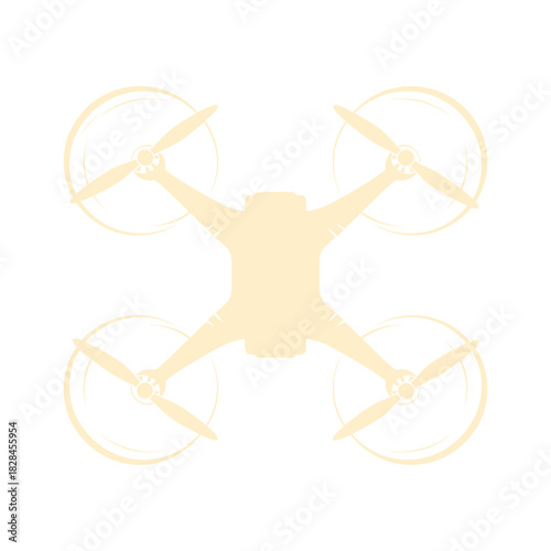 Drone icon in beige against a black background representing modern technology and aerial photography
