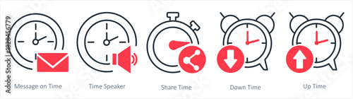 A set of 5 business icons as message on time, time speaker, share tim