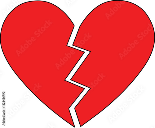 Red broken heart icon symbolizing sadness heartbreak loss and emotion
