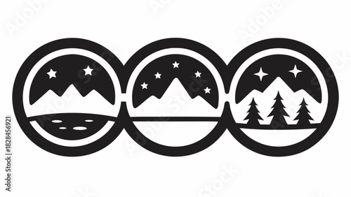 Stunning mountain landscapes with stars, a scene of nature's best moments in a modern design, perfect for adventure, travel, outdoors, and brand identity projects
