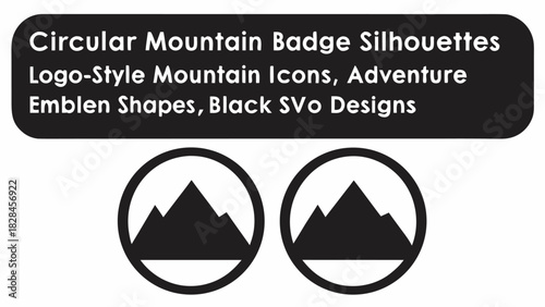 Mountain icons perfect for outdoor adventure logos and emblems in a modern style, simple mountain designs for branding and apparel, nature exploration symbols