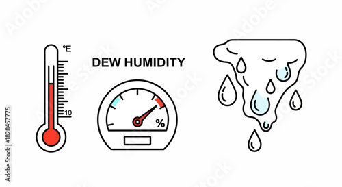 Conceptual illustration showcasing weather conditions and atmospheric measurements indicators