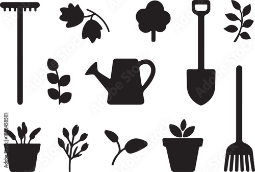 set of gardening tools