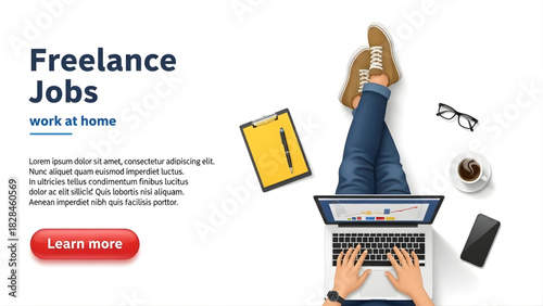 Freelance work from home on laptop