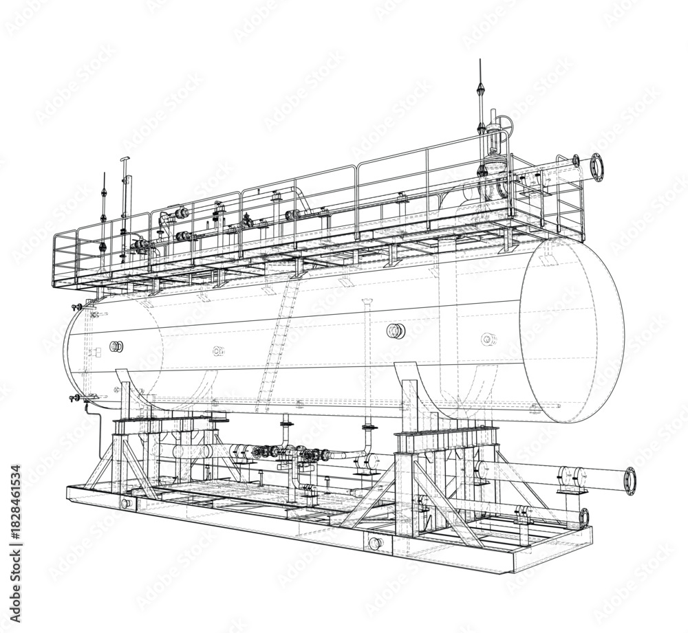 Obraz premium Industrial Tank Blueprint. Vector