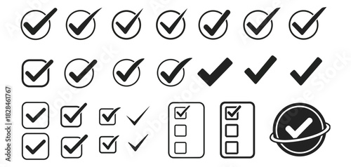 Collection of various check mark icons and symbols