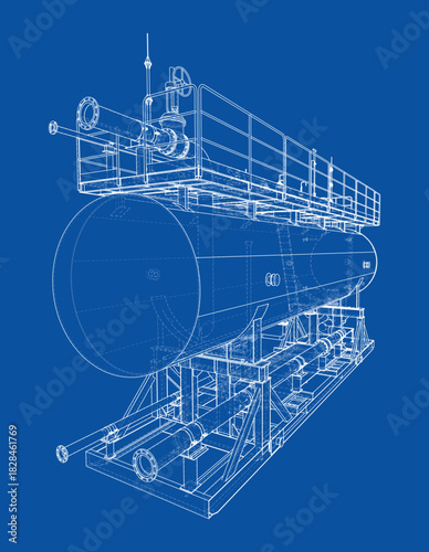 Industrial Equipment Blueprint. Vector