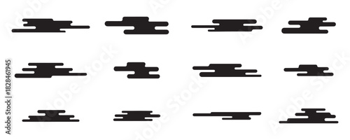 Stylized Cloud Illustrations A Collection of Black and White Cloud Shapes for Design and Decoration