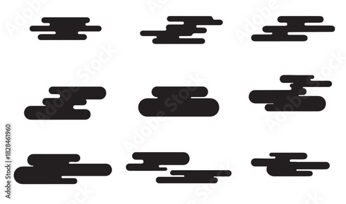 Abstract Vector Cloud Shapes Collection A Set of Nine Minimalist Cloud Graphics