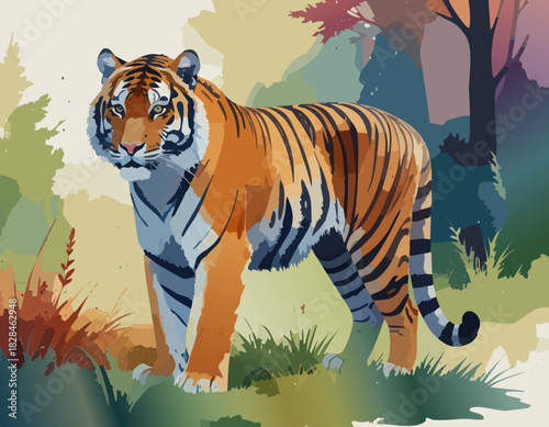 自然　トラ　イラスト　ベクター