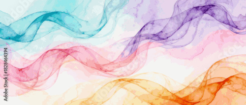 Dreamy Waves Pastel Waves Background isolated watercolor vector illustration svg