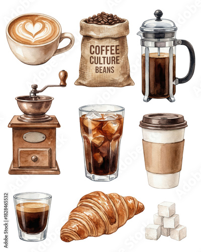 Coffee and Breakfast Watercolor Still Life