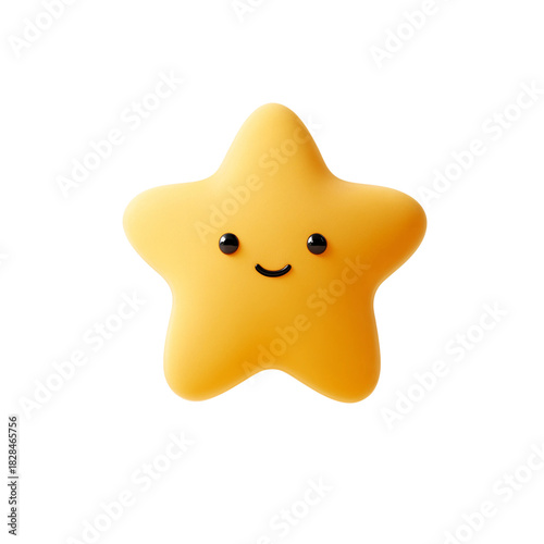 A 3D cartoon illustration of a five-pointed star on a transparent background