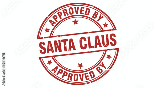 A festive red grunge rubber stamp seal with 'Approved by Santa Claus' text, an ideal graphic for Christmas and holiday projects