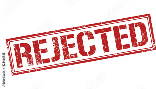 Vintage style red grunge REJECTED rubber stamp seal icon. Vector illustration symbolizing denial and disapproval isolated on white