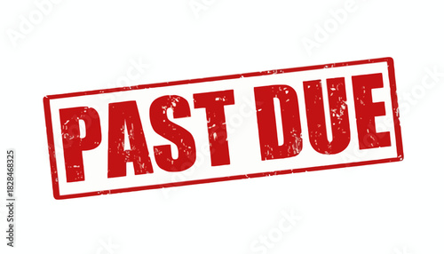 Grunge style red rubber stamp imprint with the words Past Due, an isolated vector graphic for financial notices about overdue bills and debt