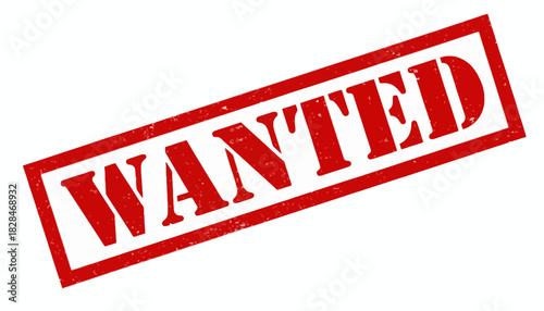 Isolated red rubber stamp with the word wanted in a grungy style. Vector graphic element for design and creative concepts