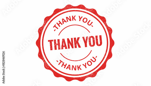Red grunge Thank You rubber stamp seal icon with a distressed texture, isolated on a white background. Vector illustration for gratitude and appreciation