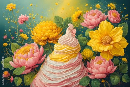 Brightly colored yellow and orange daisy flowers bloom beautifully in a colorful garden arrangement