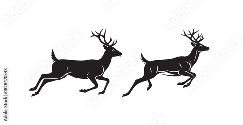 Running deer silhouettes, male and female graphic illustration