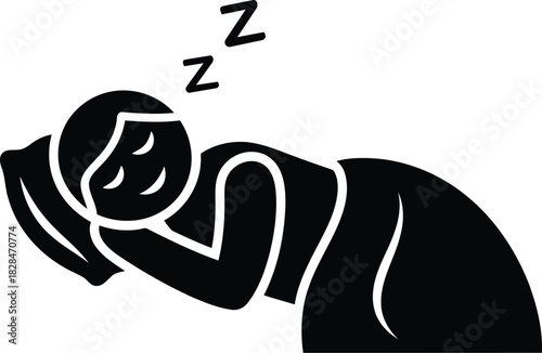 Person Sleeping Silhouette Vector Shows Restful Sleep Zzz Icon Graphic Design.