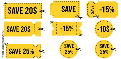 Clipping Savings Discount Coupons Promotional Offers for Retail Deals Money Savings Exclusive Promotions and Price
