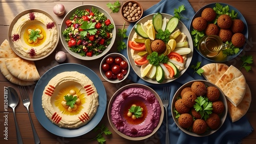 Wallpaper Mural Authentic Lebanese Mezze Platter Overhead Torontodigital.ca