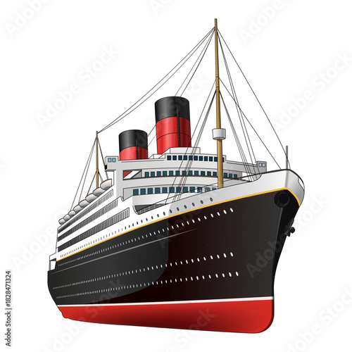 Nostalgic voyage clipart Majestic ocean liner vintage cruise ship transatlantic travel steamship history maritime vector