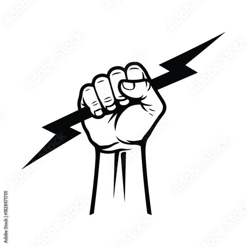 Fist Holding Lightning Bolt Icon - Power, Energy & Revolution Symbol