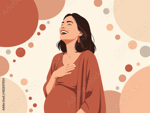 A joyful woman laughs with open arms, radiating happiness. Soft, warm tones and a dreamy background create a serene and uplifting image. Perfect for lifestyle and wellness content.