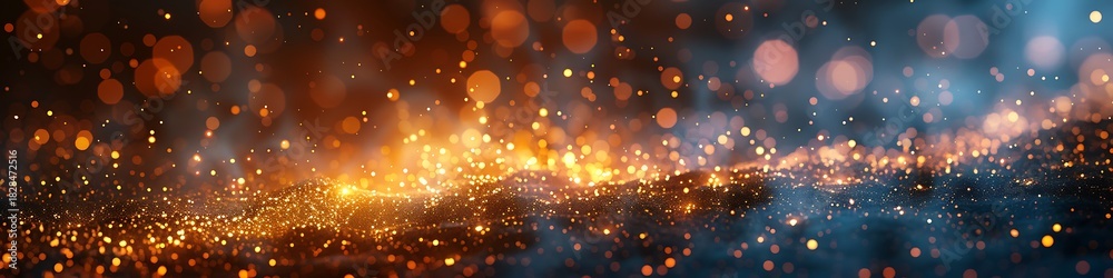 Obraz premium Panoramic View of Fiery Cosmic Dust and Nebula Sparkle