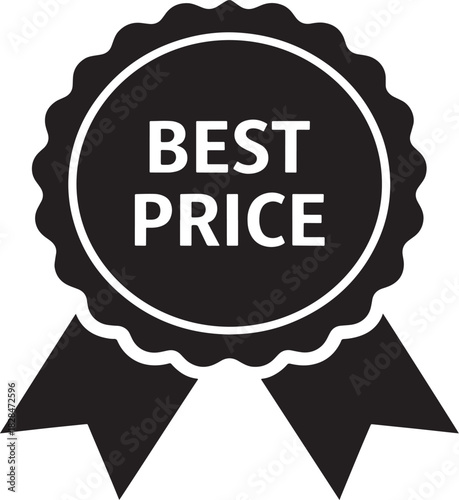 Vector illustration of best price badge icon, award ribbon symbol for discount or special offer