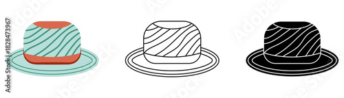 Fashionable beach hat isolated vector illustration