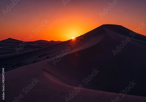 Sunset Over Golden Desert Dunes
