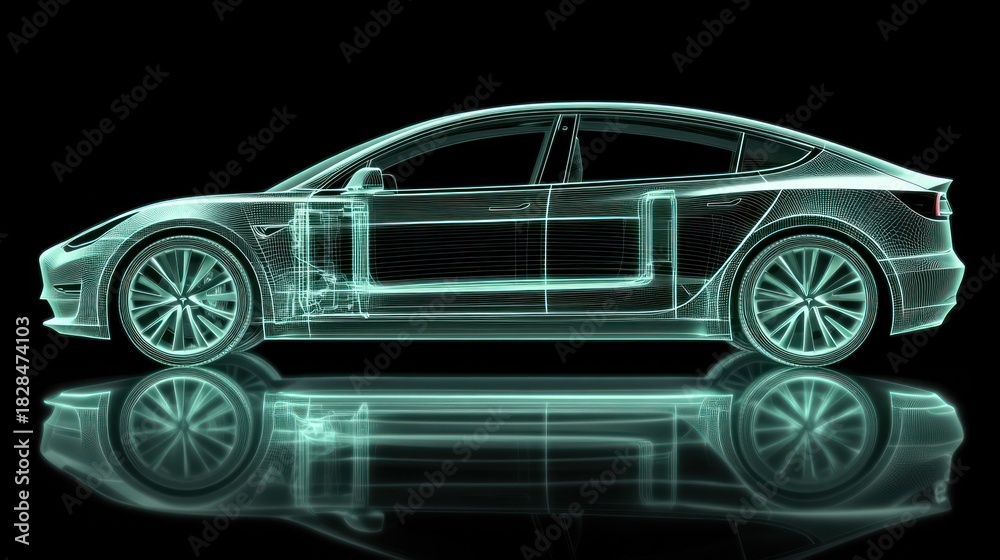 Naklejka premium X-ray view of an electric car