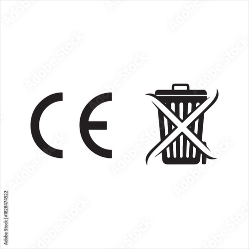 Ce marking compliance certification safety european union product standard regulation conformity assessment silhouette. CE set icons. Linear and Silhouette Styles. Vector icons.