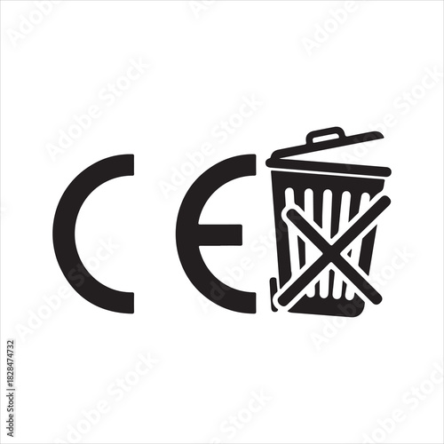 Ce marking compliance certification safety european union product standard regulation conformity assessment silhouette. CE set icons. Linear and Silhouette Styles. Vector icons.