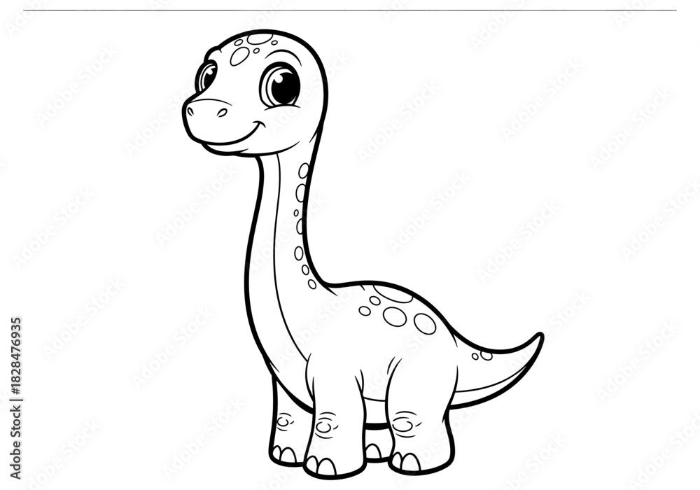 Fototapeta premium Cute dinosaur outline for coloring books