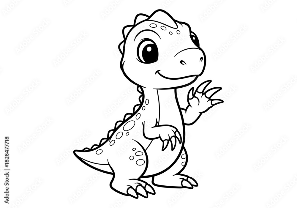 Fototapeta premium Cute dinosaur cartoon outline for kids' coloring activities