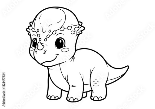 Adorable triceratops coloring page for kids and dino lovers