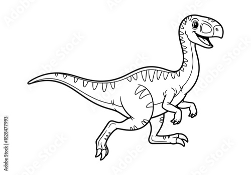 Cute dinosaur cartoon outline for kids coloring and education