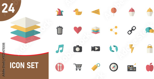 Collection of Flat Design Icons for Web and Mobile Applications Interface