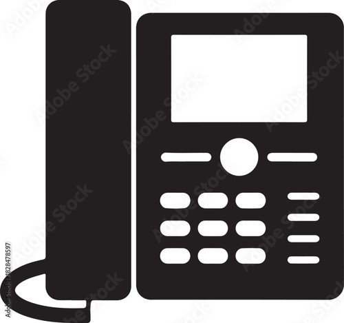 Modern office telephone with handset and screen
