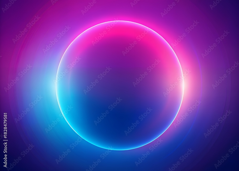 Obraz premium Vibrant neon oval ring glowing with pink and blue light