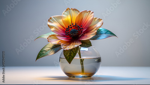 abstract artificial gold shade flower in flower vase, Generative AI
