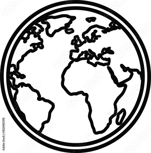 Earth globe outline vector illustration world map geography continents eps silhouette
